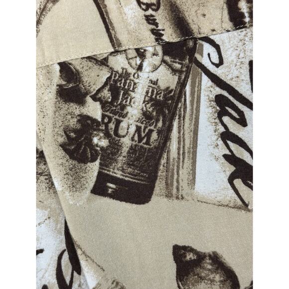 Panama Jack Men’s Brown Tropical Print Short Sleeve Button Up Shirt XL Hawaiian - Picture 9 of 12